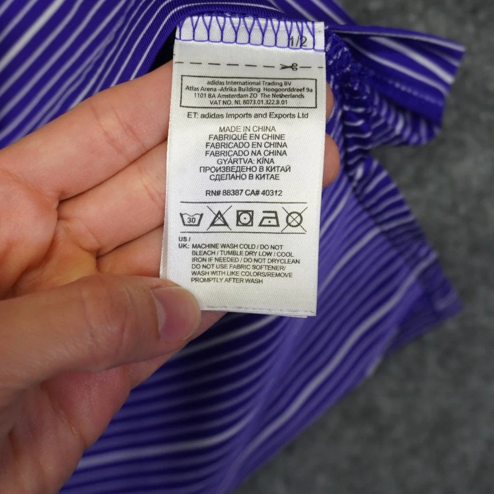 Adidas Polo Shirt Mens Medium Purple Striped Pinehurst 1895 Climalite Golf